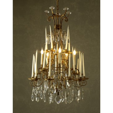 Lustre artisanal,traditionnel lustre florentin à pampilles de cristal