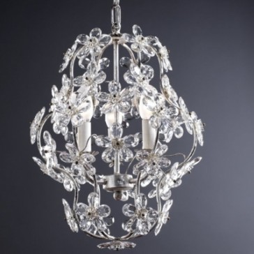 Lustre cage de style baroque avec des fleurs de cristal