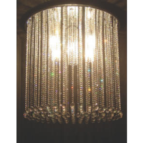 Lustre fontaine de lumière ronde à pampilles de cristal Swarovski