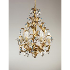 Amazing baroque chandelier, hand made, colored Murano glass pearls