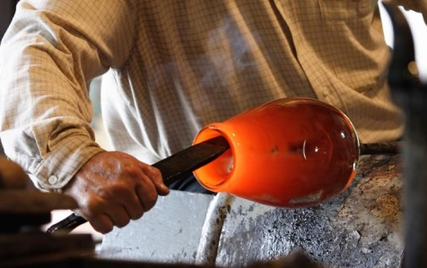 Pieds de lampes artisanales en forme de balustre, verre soufflé de Murano