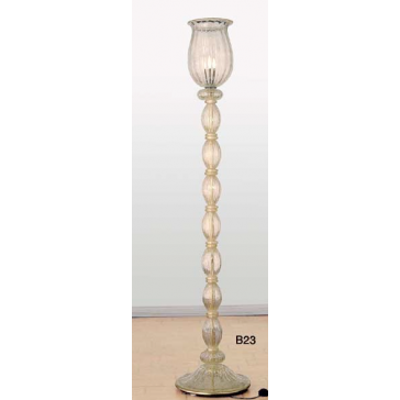 Lampadaire traditionnel de Murano en verre soufflé de Venise rehaussé d'or fin