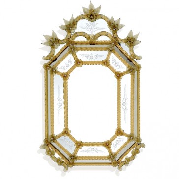 Miroir artisanal en verre de Venise, fabrication garantie sur l'île de Murano
