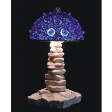 Lampe artisanale fabriquée à partir de verre recyclé, modèle bleu cobalt