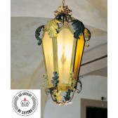 Lanterne artisanale traditionnelle florentine, patinée et dorée à la feuille