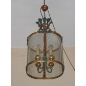 Magnifique lanterne géante en fer forgé et verre artisanal de Venise.