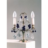 Girandole baroque à 2 bras de lumière et pampilles de verre de Murano et cristal