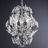 Lustre cage de style baroque avec des fleurs de cristal