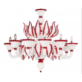 Lustre Murano design de fabrication artisanale, rehaussé de rouge