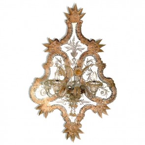 Exceptionnelle applique miroir en verre artisanal de Murano