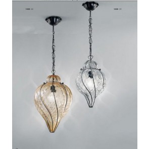 Lanterne classique vénitienne, de fabrication artisanale en verre soufflé
