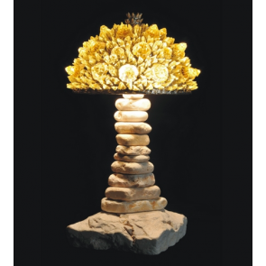 Lampe artisanale fabriquée à partir de verre recyclé, modèle jaune