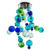 Fontaine de lumière à boules de verre soufflé de Murano colorées