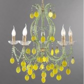 Incredible baroque chandelier revisited with yellow pendants