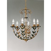Basket baroque chandelier with  colored crystal pendants