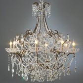 Amazing big crystal chandelier, crystal drops and Murano pearls