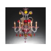 Lustre artisanal de Murano de type floréal à fleurs de couleurs en verre soufflé