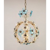 Ball chandelier with polished crystal flowers