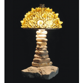 Lampe artisanale fabriquée à partir de verre recyclé, modèle jaune