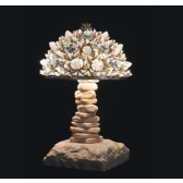 Lampe artisanale fabriquée à partir de verre recyclé, modèle ambre et glace