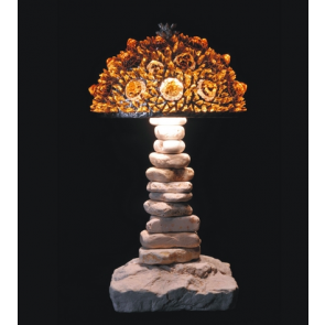 Lampe artisanale fabriquée à partir de verre recyclé, modèle or