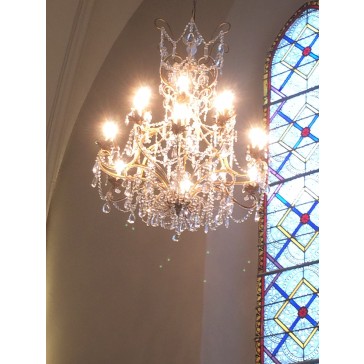Sublime lustre baroque à pampilles, 12 lumières sur 2 niveaux
