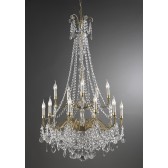 Lustre baroque en forme de panier à pampilles : reproduction d'un lustre typique du XVIIIème