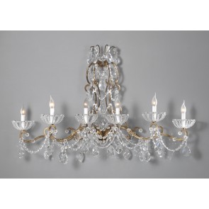 Exceptionelle applique baroque à pampilles de cristal, 6 bras de lumière