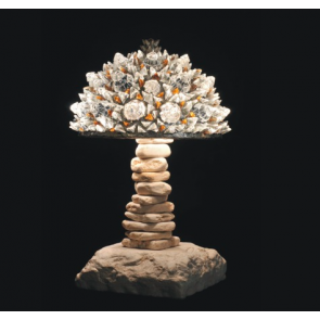 Lampe artisanale fabriquée à partir de verre recyclé, modèle ambre et glace